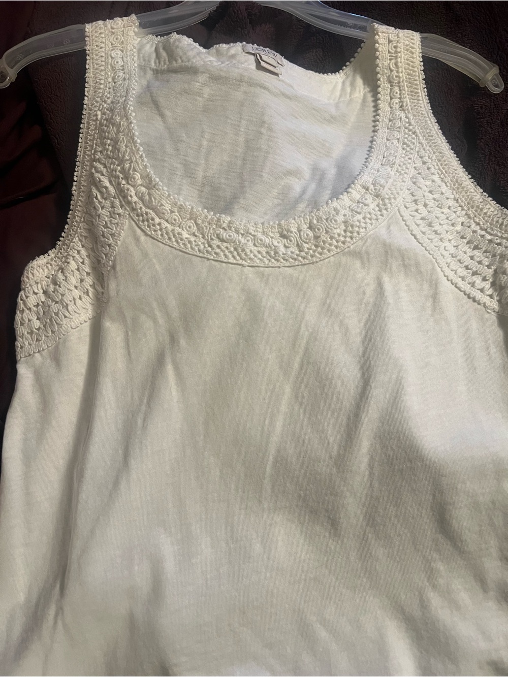 J. Crew White Crochet-Detail Tank
